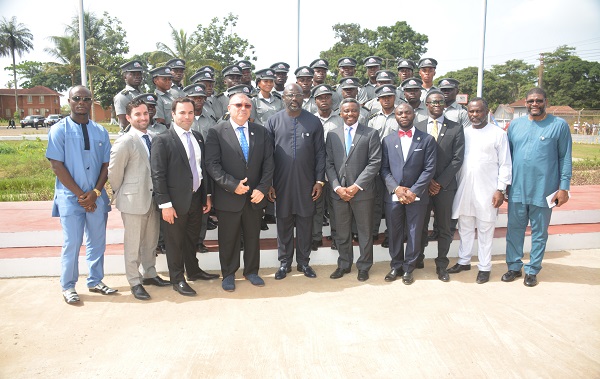 Cadets posing with President Weah and senior staff and guests